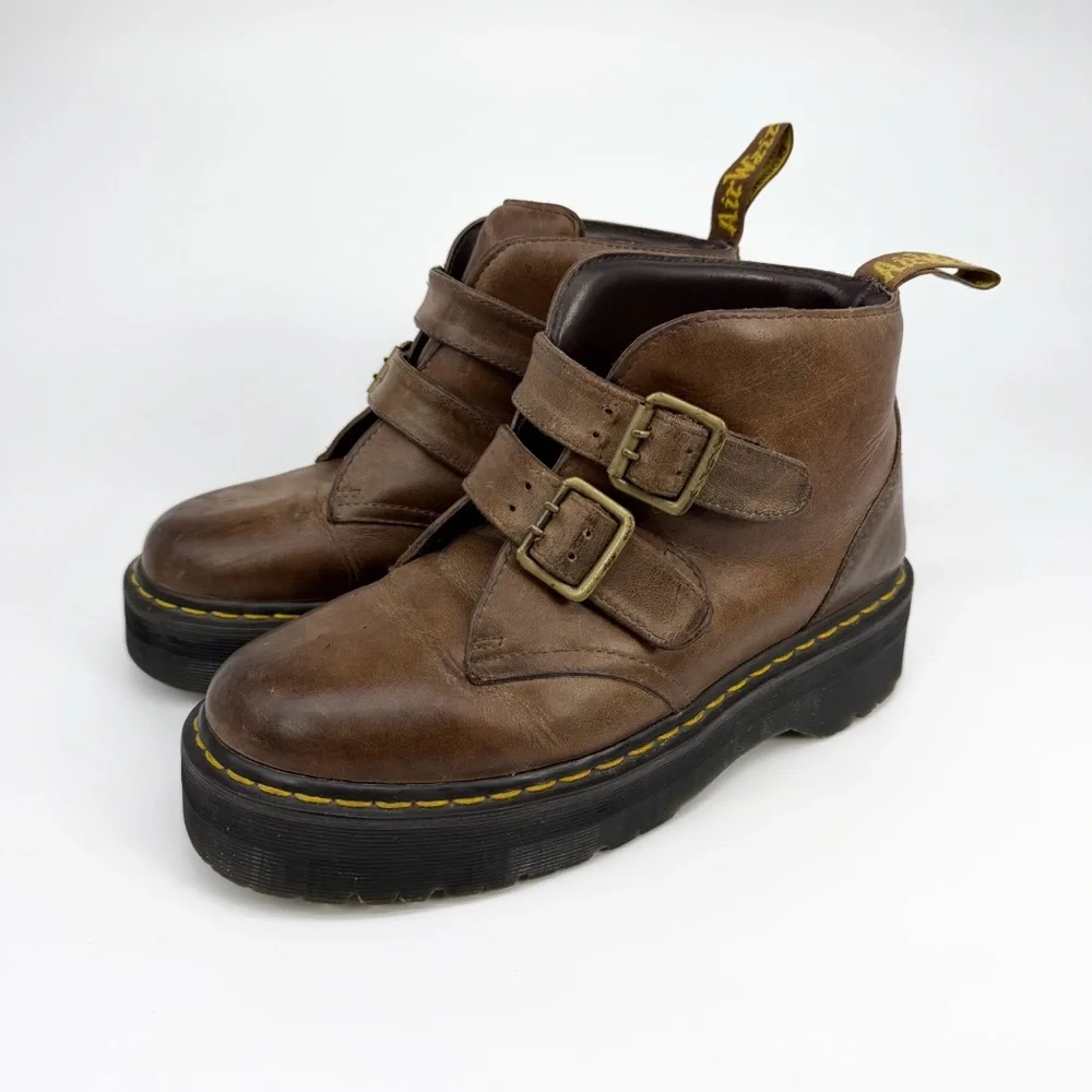 DR. MARTENS Devon Platform Ankle Boot Brown Leather 9